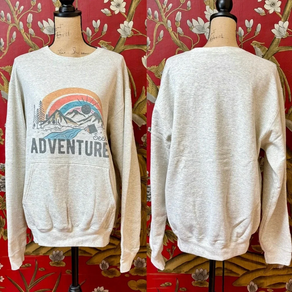 Women’s “Seek Adventure” Pocket Crewneck Sweatshirt | #W32 - Picture 2 of 10